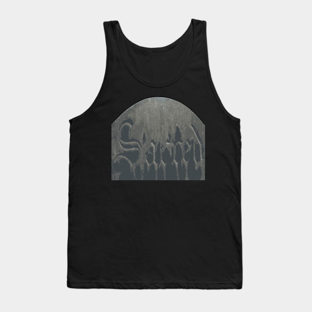 Sacred Gothic Text Halloween Gravestone Tank Top by taiche